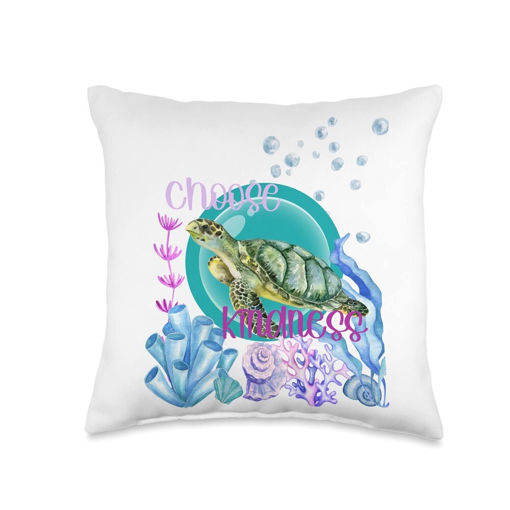 6126 Swimming Sea Turtle Lover Choose Kindness Watercolor Ocean Throw